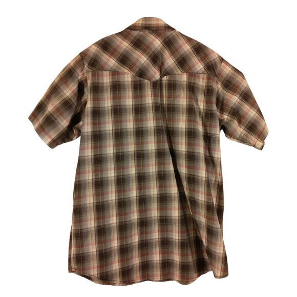 Bit & Bridle pearl snap shirt mens L Large gray plaid short sleeve western - Picture 2 of 8